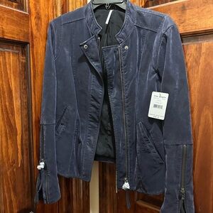 Free People Suede Navy Jacket